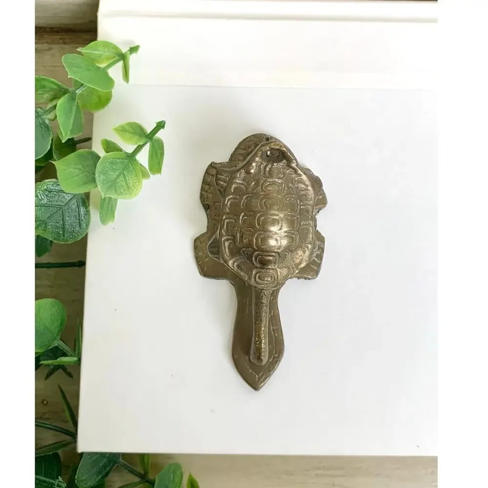 Vintage Brass Turtle Wall Clip Key Photo Hanger Coastal Animal Decor Mid Century